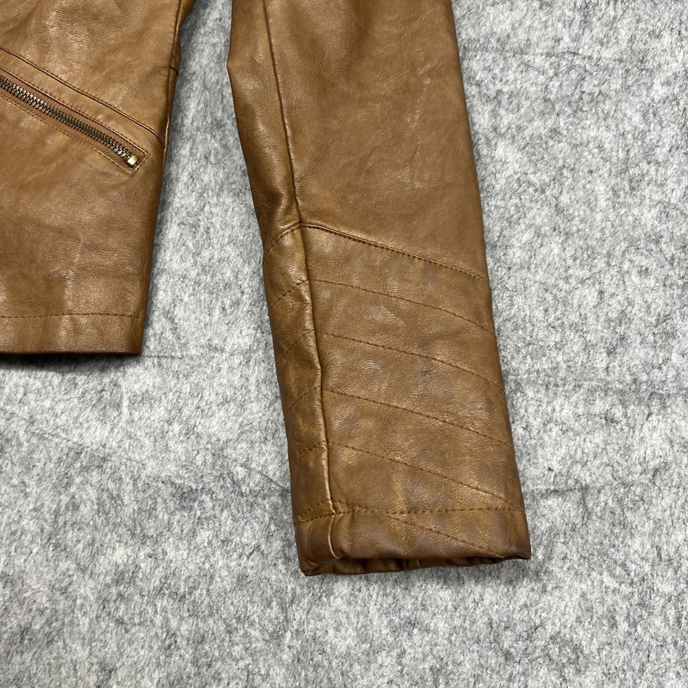 Guess Jacket Womens Medium Quilted Faux Leather Biker Moto Asymmetrical Zip - Picture 7 of 16
